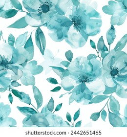 Sweet blue flower watercolor seamless pattern.soft pastel colors water color seamless pattern for beauty products or other.