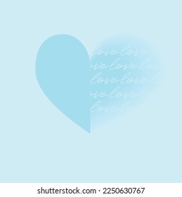 Sweet Blue Heart on a Light Pastel Blue Background. Lovely Valentine's Day Vector Card. Romantic Print ideal for Card, Poster, Wall Art, Greetings. Romantic Print with Love Symbol.