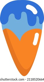 Sweet blue ice cream in cone, illustration, vector on a white background.