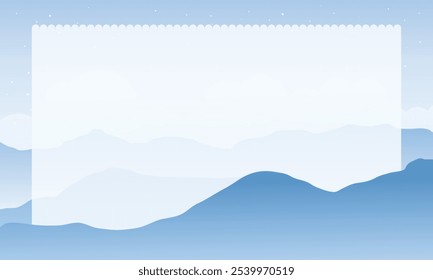 Sweet blue mountain landscape illustration poster and 
 banner background
