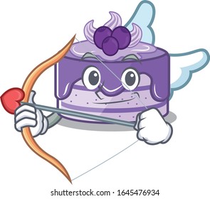 Sweet blueberry cake Cupid cartoon design with arrow and wings