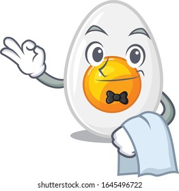 Sweet boiled egg Character working as a Waiter
