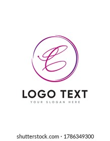 A sweet and bold script letter type C logo template, Vector logo for business and company identity 