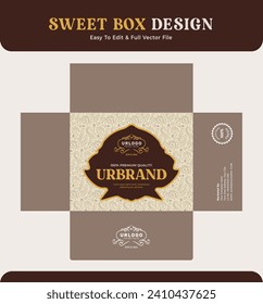 Sweet box design, packaging box label, sweet bakery food box gift pack branding.

