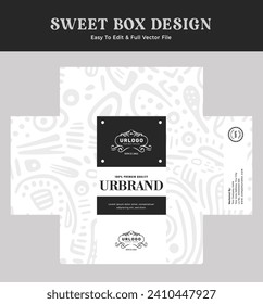 Sweet box design, packaging box label, sweet bakery food box gift pack branding.