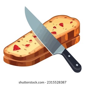 Süßbrot und Messer auf Weiß