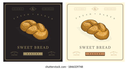 Sweet bread retro vintage logo illustration