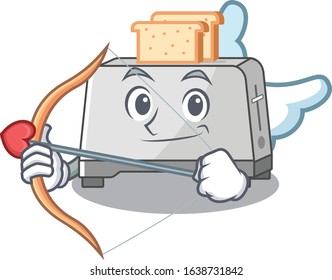 Sweet bread toaster Cupid cartoon design with arrow and wings