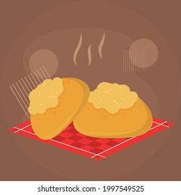 Sweet breads on brown background