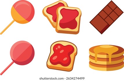 Sweet Breakfast and Candy Vector Set