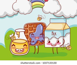 Sweet breakfast kawaii cute cartoons