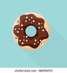 Sweet and bright donut flat icon. Vector illustrator