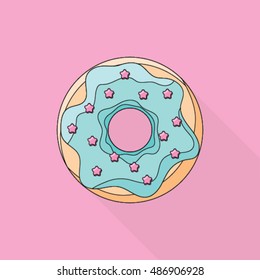 Sweet and bright donut flat icon. Vector illustrator
