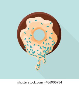 Sweet and bright donut flat icon. Vector illustrator