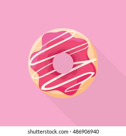 Sweet and bright donut flat icon. Vector illustrator