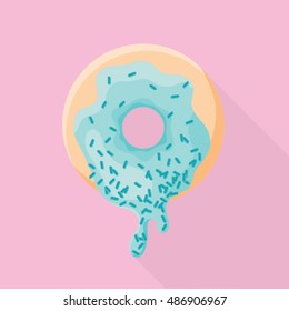 Sweet and bright donut flat icon. Vector illustrator