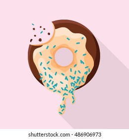 Sweet and bright donut flat icon. Vector illustrator