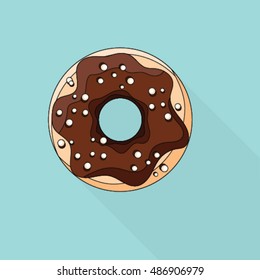 Sweet and bright donut flat icon. Vector illustrator
