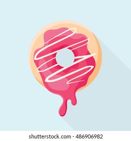 Sweet and bright donut flat icon. Vector illustrator