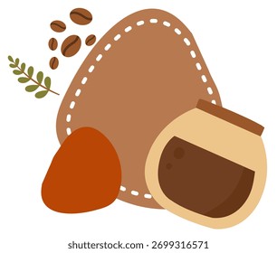 Süßer brauner Kaffee und Schokolade, Vektorgrafik-Design