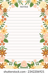 sweet brown flowers notepad template