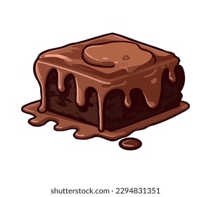 Sweet browni icon with chocolate and cream isolated