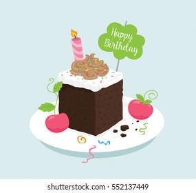 sweet brownies in happy birthday