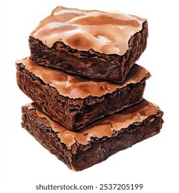 Sweet Brownies watercolor clipart illustration