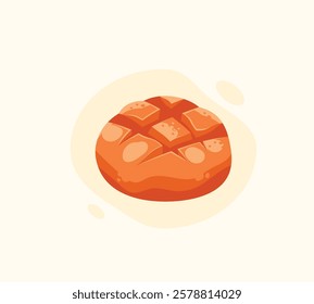 Sweet Bun bread cartoon vector., bakery baget, pastry grain, cereal cake bun bread vector illustration