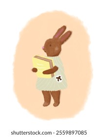 Sweet bunny bringing the yellow book