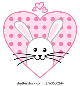 Sweet bunny in heart. Valentines day card