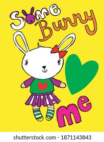 Sweet Bunny Pictures Vector Illustration for T shirt or cards