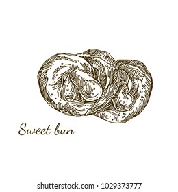 Sweet buns. Sketch. Engraving style. Vector illustration.
