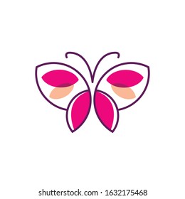 Pink Line Butterfly Logo Icon Stock Vector (Royalty Free) 1788443033