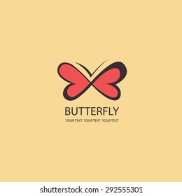 Sweet Butterfly. wings in the shape of hearts. infinity sign Vector icons. flat design set