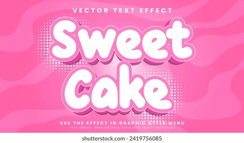 Dulce pastel 3D efecto de texto editable Plantilla con estilo de plantilla de dibujos animados vector premium