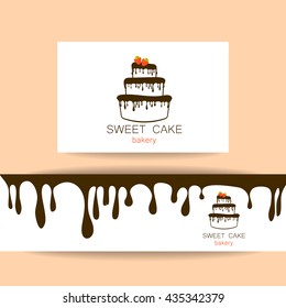 Sweet cake bakery shop logo template. Identity presentation. Logo for bakery. Logo design for confectionery, coffee shop, bakery shop. Vector illustration. 