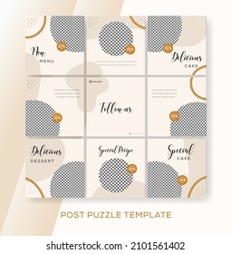 Sweet Cake Banner For Social Media Feed Post Puzzle. Premium Vector