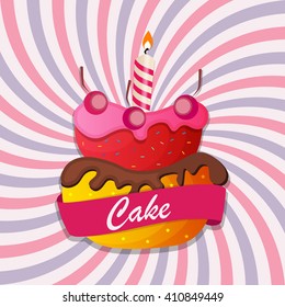 Sweet Cake with Berry Menu Background Vector Illustration EPS10