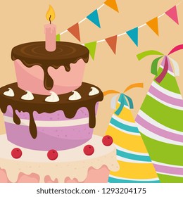 sweet cake birthday with candles