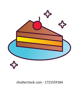 sweet cake birthday detailed style icon vector illustration design