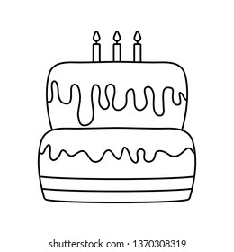 sweet cake of birthday isolated icon