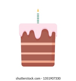 sweet cake with candle isolated icon