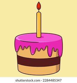Sweet cake with candle vector illustration