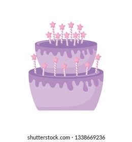 sweet cake with candles isolated icon