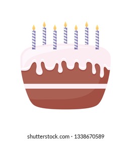 sweet cake with candles isolated icon