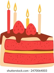 Sweet Cake With Candles Vector Illustration