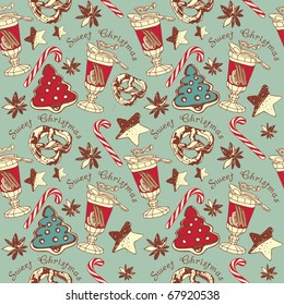 Sweet cake. Christmas seamless pattern