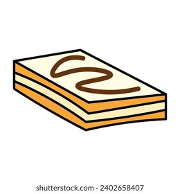Sweet cake of colorful food set. The vibrant colors and meticulous outline capture the essence of this piece of cake, making it a perfect addition to your design project. Vector illustration.