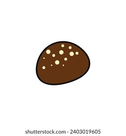 Sweet cake of colorful food set. This sweet chocolate cookie image features a colorful design and clean outlines, making it a standout element for any food-themed project. Vector illustration.